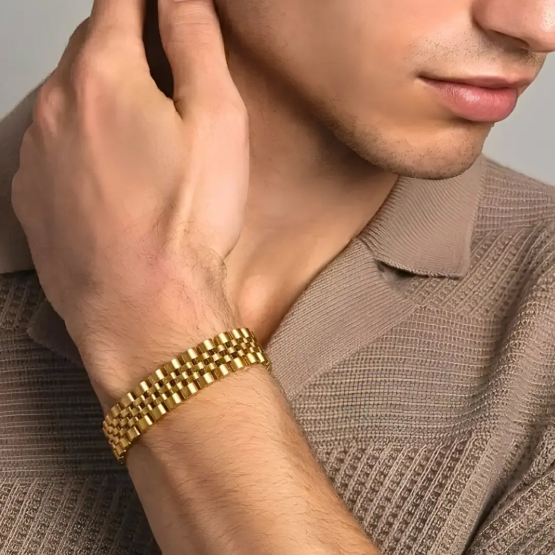 Luxury Stainless Steel Watch-Link Bracelet – 12mm Wide Tarnish-Proof Horology-Inspired Band for Men (20cm)